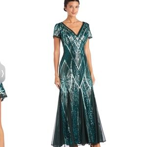 Sequin Emerald Evening Gown Size 14